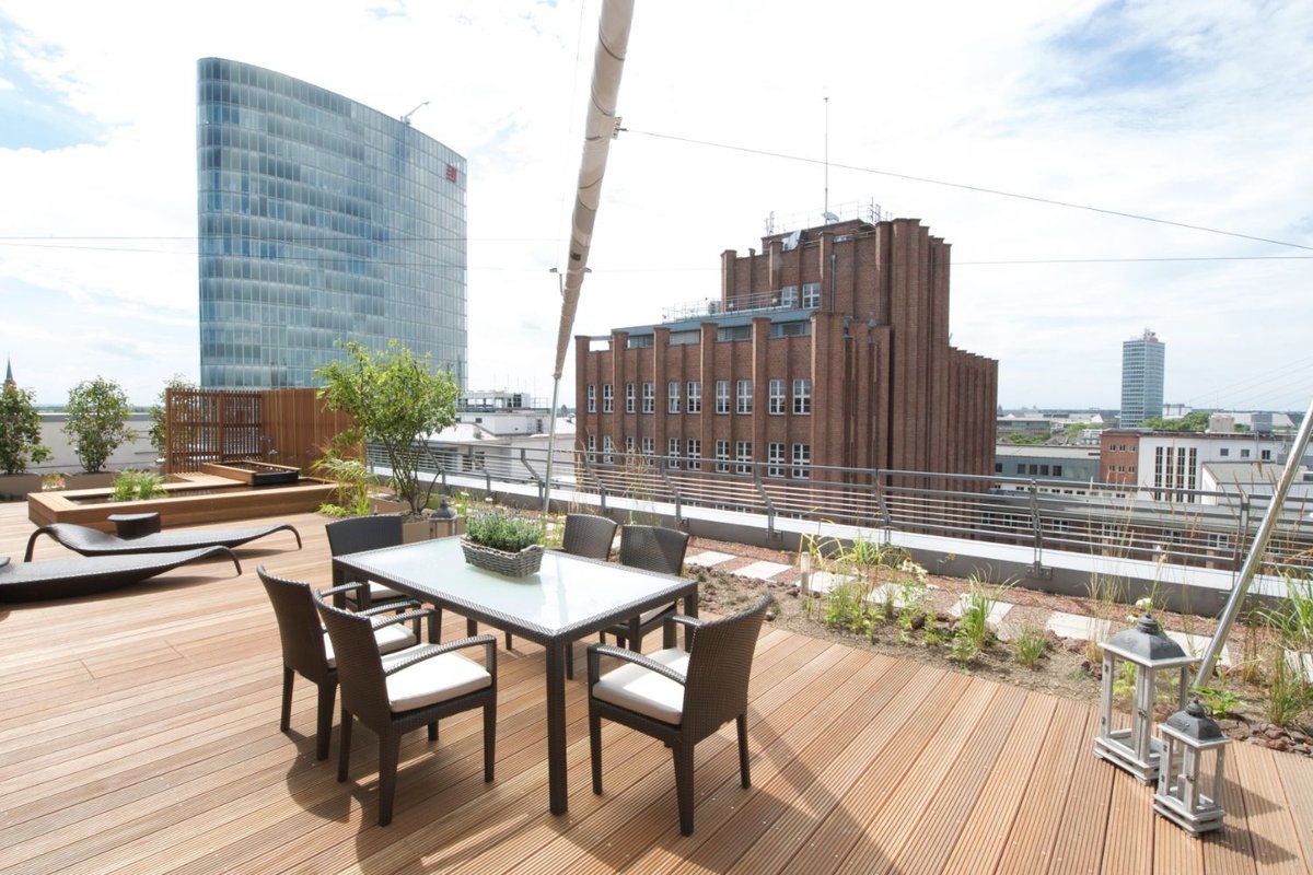 Shot of the spacious roof terrace with an unique view