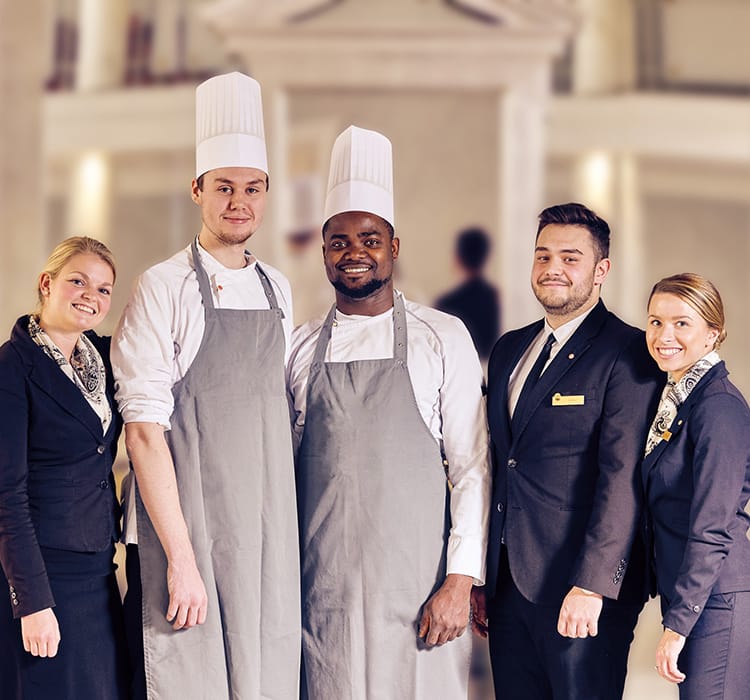 Portrait of several service staff and chefs of the Hommage Hotel in Bremen