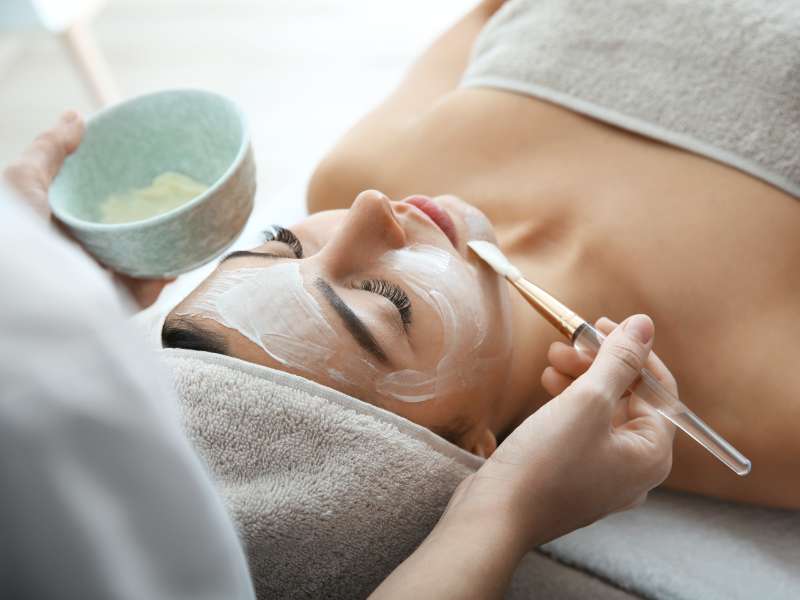A woman during a facial treatment at the spa hotel in Baden Baden