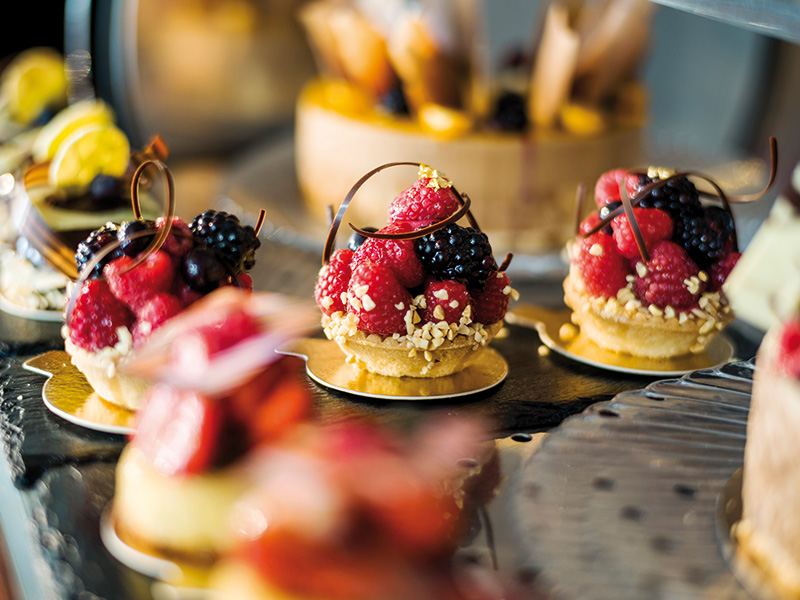 Detailed view of small desserts of the luxury hotel in Bremen
