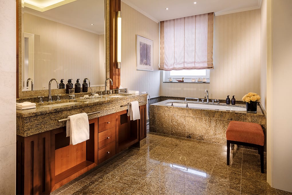 Insight into the impressive bathroom of a Presidential Suite of the hotel