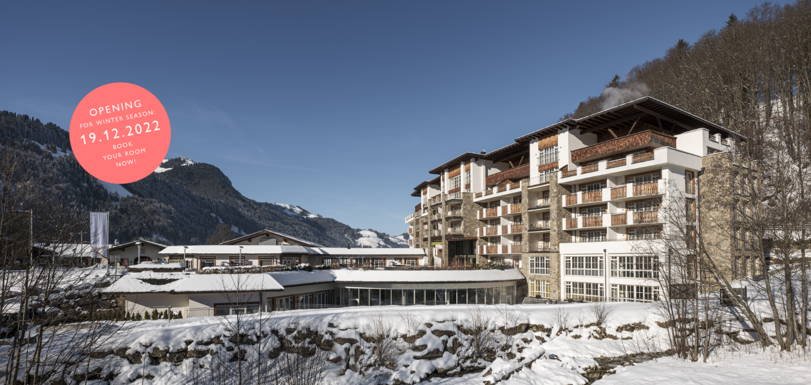 The beautiful hotel in snowy Kitzbühel
